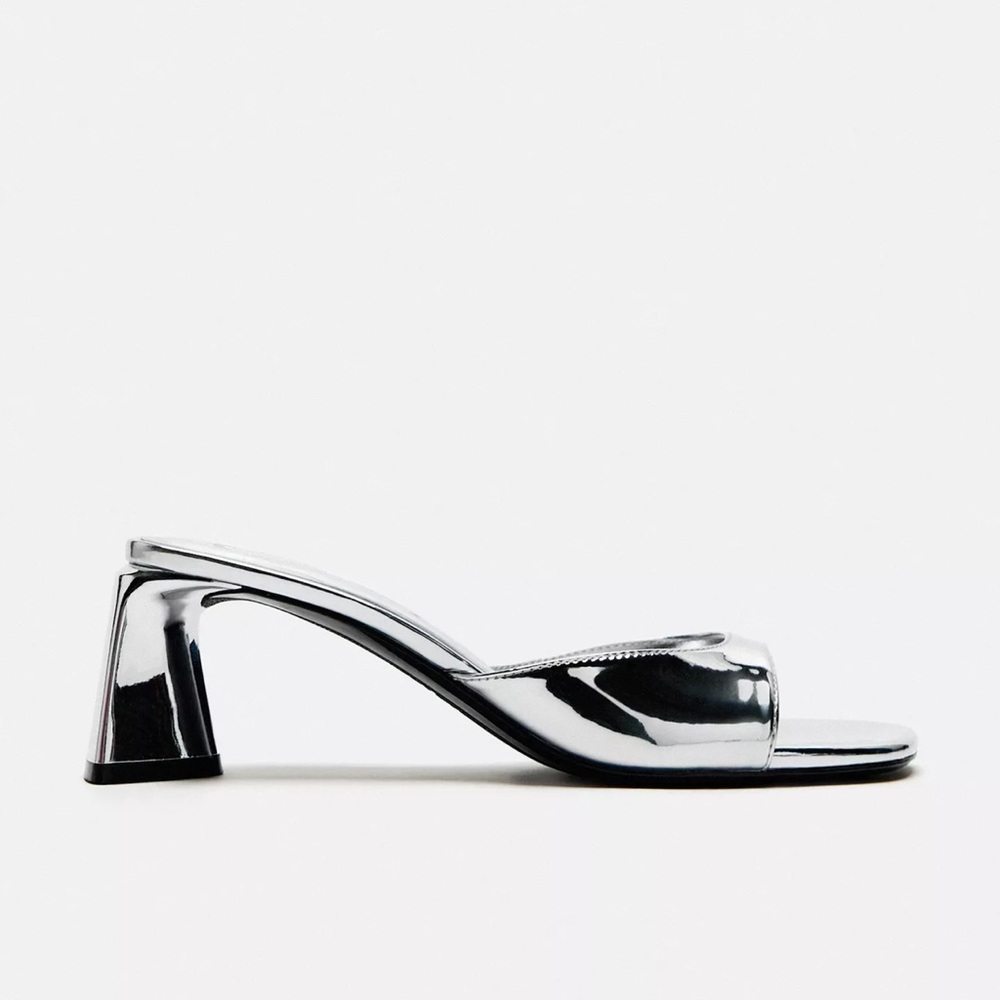 Silver Women's Heeled Mules